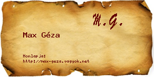 Max Géza névjegykártya
